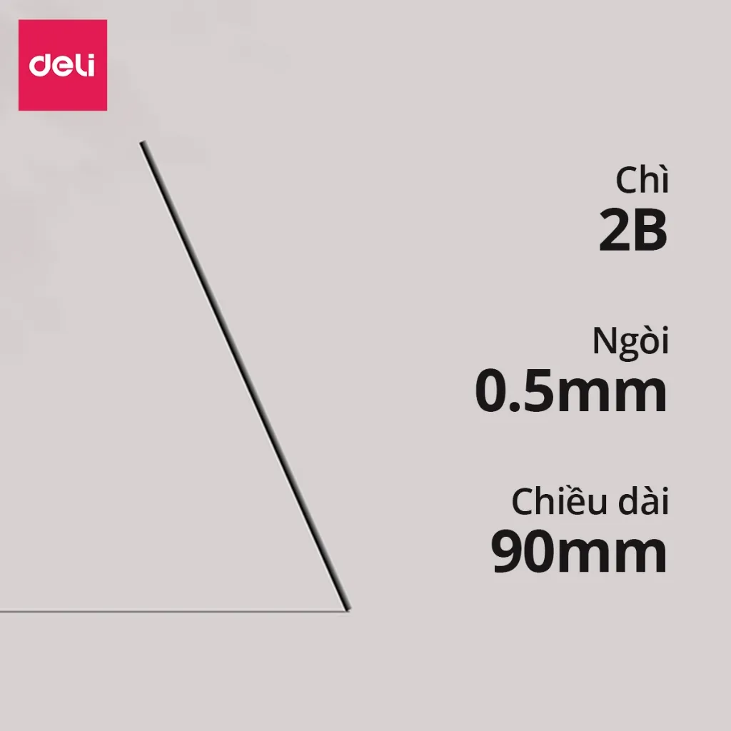 Ảnh Ruột bút chì kim 0.5mm Deli, ngòi chì kim 100 chiếc 2B, lõi chì bấm nhỏ gọn tiện lợi phù hợp cho học sinh, văn phòng 3