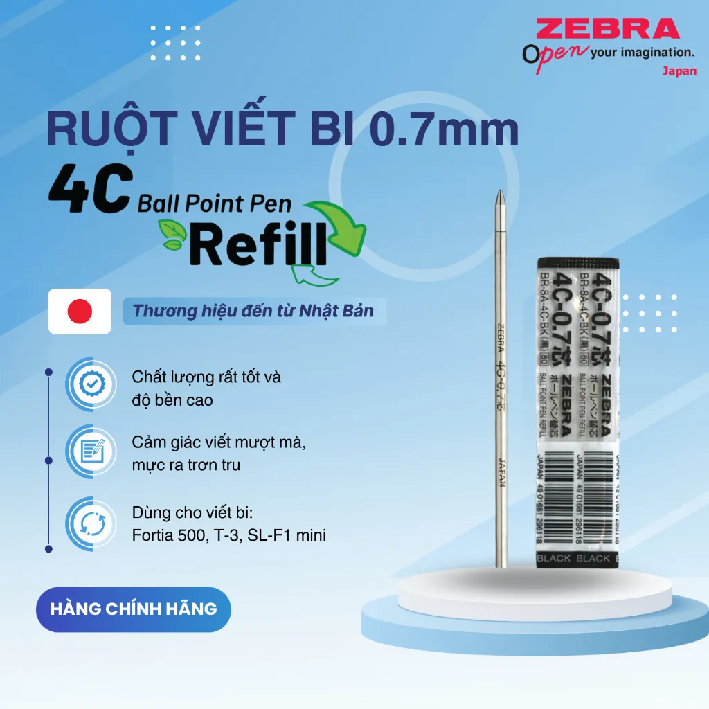 Ảnh Ruột viết 4C 0.7mm - Zebra Nhật Bản [Chính hãng] 2