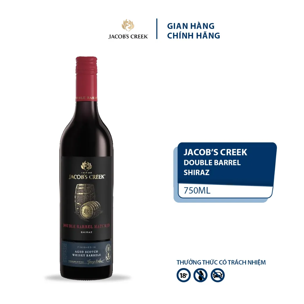 Ảnh Rượu Vang Đỏ Jacob's Creek Double Barrel Shiraz Nồng Độ Alc 14.6% 750ml  không kèm hộp 1
