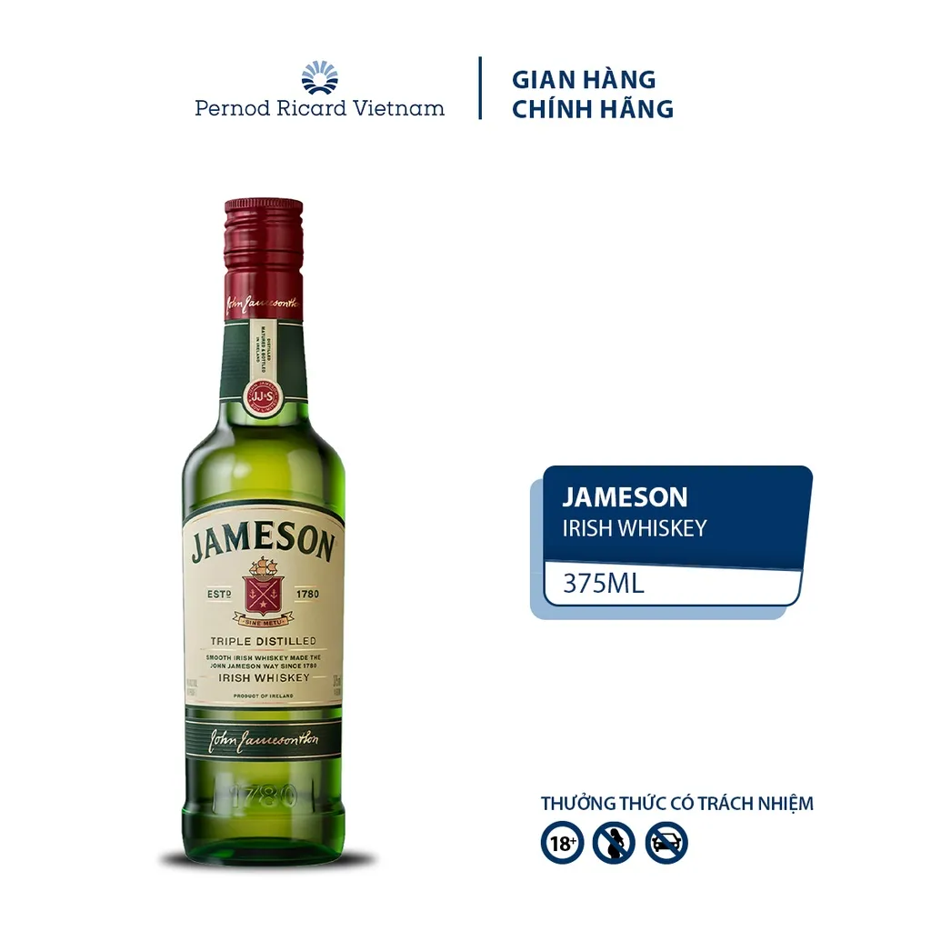 Ảnh Rượu Whiskey Jameson lrish Nồng Độ Alc 40%  375ml  Không Kèm Hộp 1