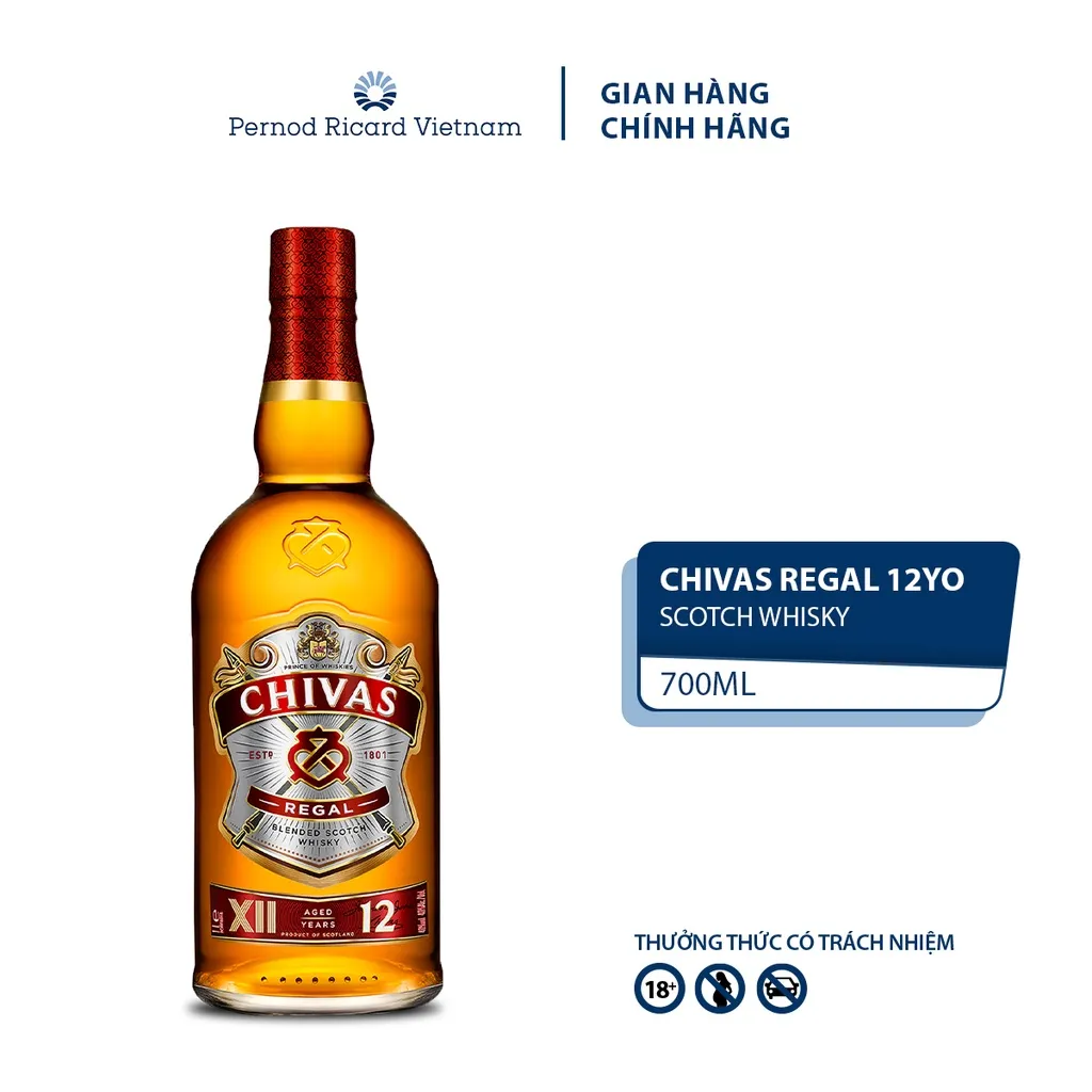 Ảnh Rượu Whisky Chivas Regal 12 Nồng Độ Alc 40% 700ml  kèm hộp 1