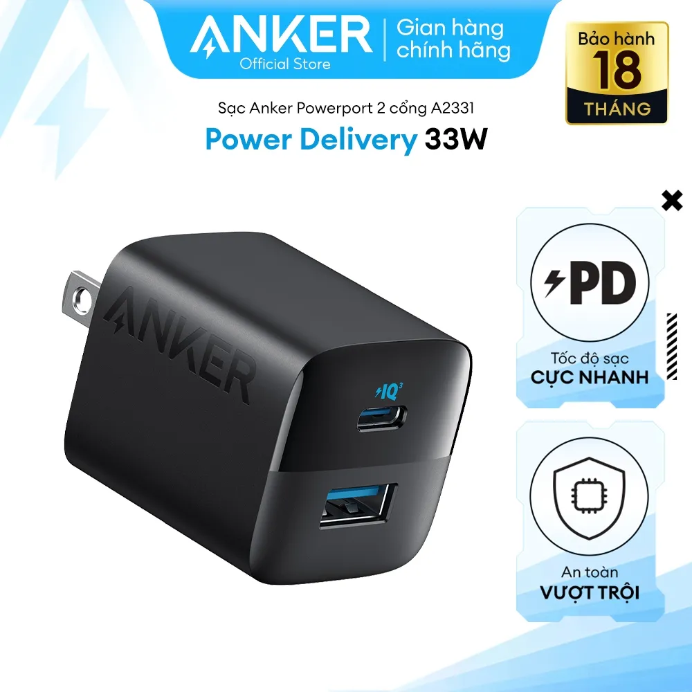 Ảnh Sạc Anker 323 Công Suất 33W 2 Cổng - 1 USB & 1 USB-C - A2331 1