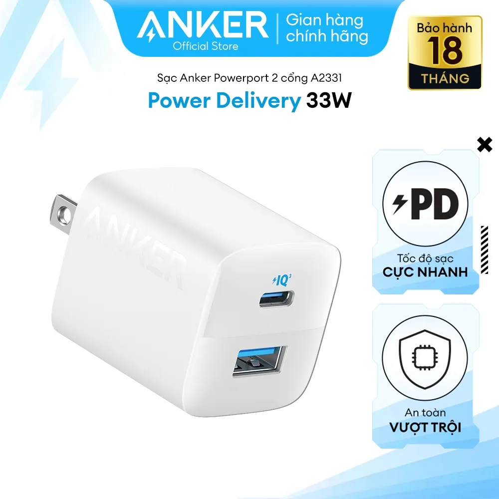 Ảnh Sạc Anker 323 Công Suất 33W 2 Cổng - 1 USB & 1 USB-C - A2331 2