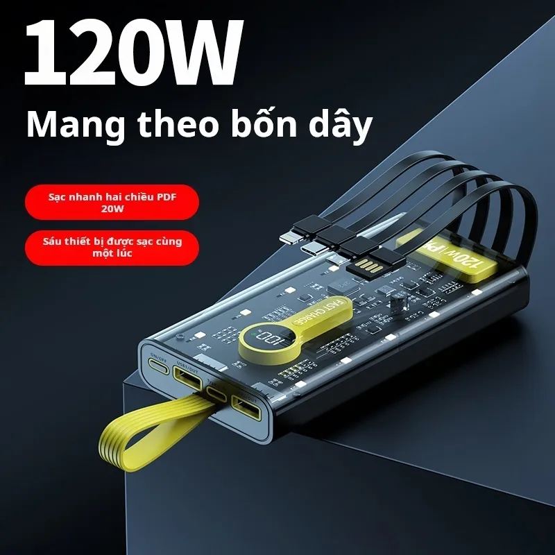 Ảnh Sạc Dự Phòng 120W 30000mAh Trong Suốt Tích Hợp 4 Cổng Sạc Tiện Lợi Sạc Siêu Nhanh Có Đèn LED 2