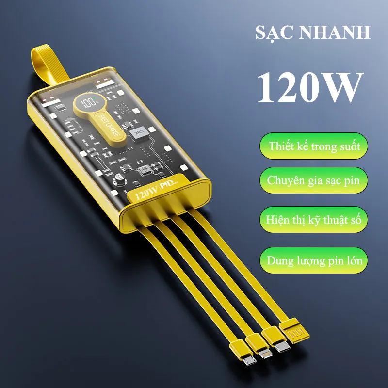 Ảnh Sạc Dự Phòng 120W 30000mAh Trong Suốt Tích Hợp 4 Cổng Sạc Tiện Lợi Sạc Siêu Nhanh Có Đèn LED 3