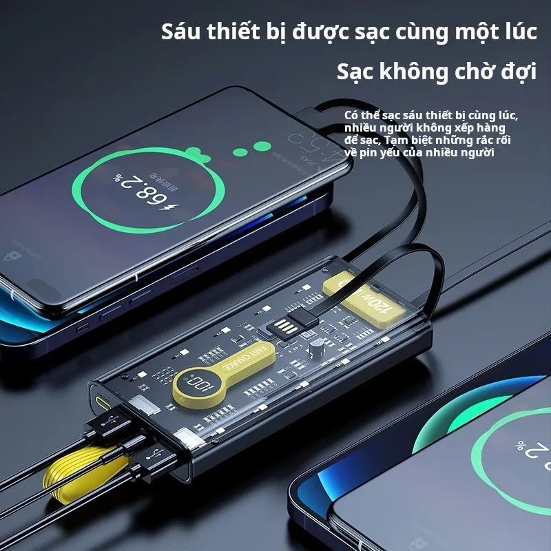 Ảnh Sạc Dự Phòng 120W 30000mAh Trong Suốt Tích Hợp 4 Cổng Sạc Tiện Lợi Sạc Siêu Nhanh Có Đèn LED 4