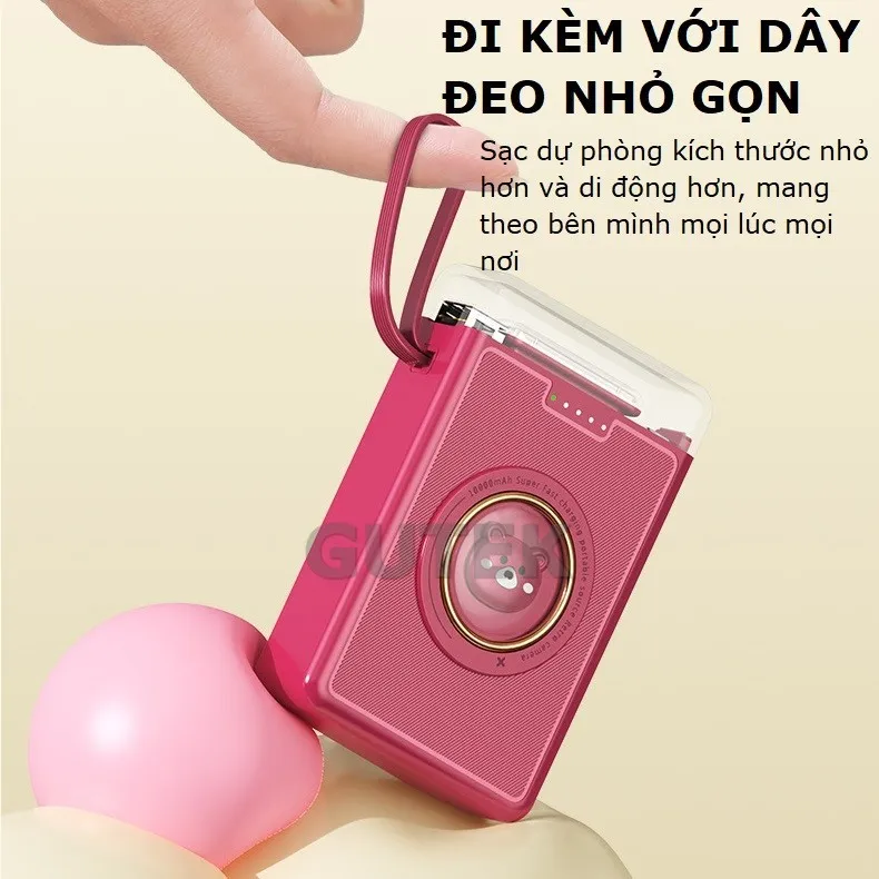 Ảnh Sạc dự phòng 20000mah 10000mah sạc nhanh pin dung lượng lớn có dây sạc cho điện thoại - Gutek YM833 4