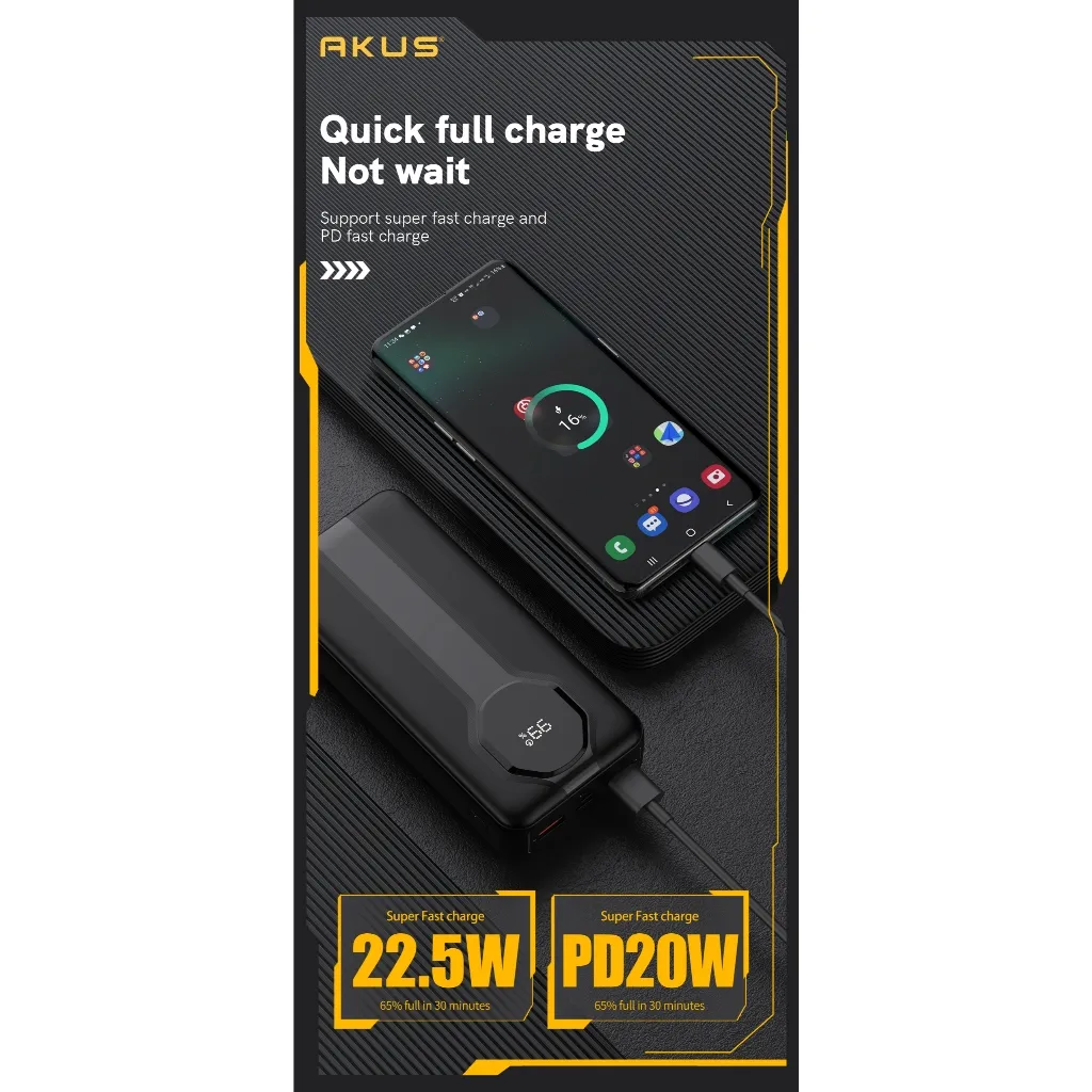 Ảnh Sạc dự phòng 20000mAh AKUS A22lux Sạc nhanh 20W Type-C in/out 3