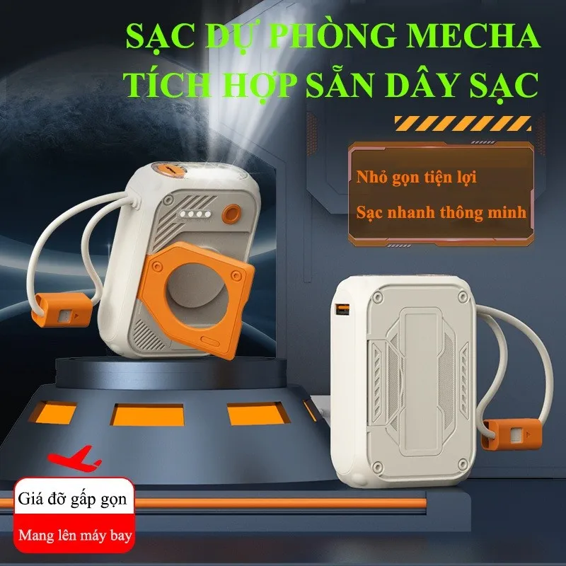 Ảnh Sạc dự phòng 20000mAh tích hợp dây sạc giá đỡ đèn pin chiếu sáng nhỏ gọn dễ mang ra ngoài K29 2