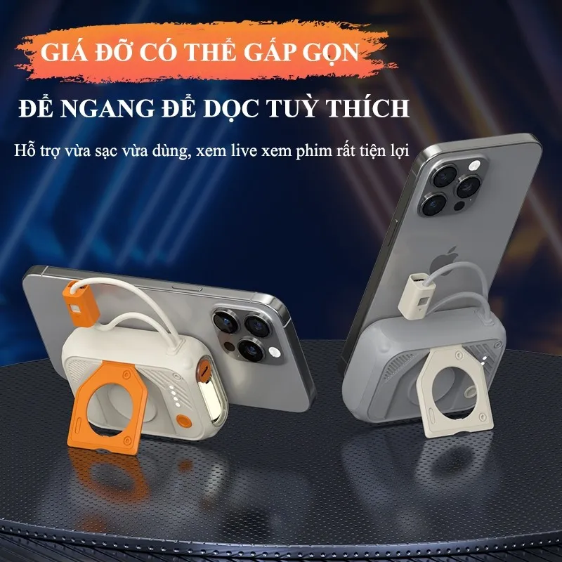 Ảnh Sạc dự phòng 20000mAh tích hợp dây sạc giá đỡ đèn pin chiếu sáng nhỏ gọn dễ mang ra ngoài K29 4