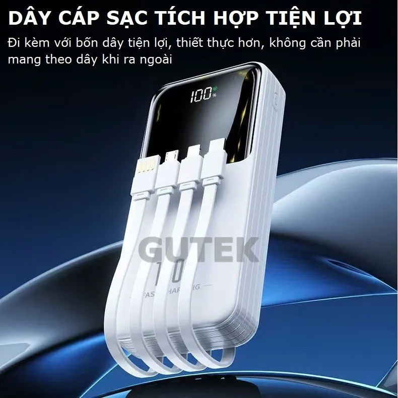 Ảnh Sạc dự phòng 30000mah Pin dung lượng lớn sạc nhanh 120W/PD20W đi kèm dây sạc điện thoại – Gutek GT69 2