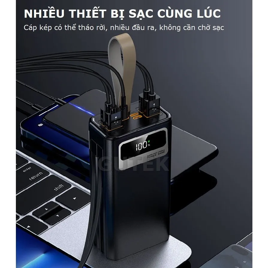 Ảnh Sạc dự phòng 50000mAh sạc nhanh 100W pin dung lượng lớn có dây cắm nhiều điện thoại - Gutek GT205 3