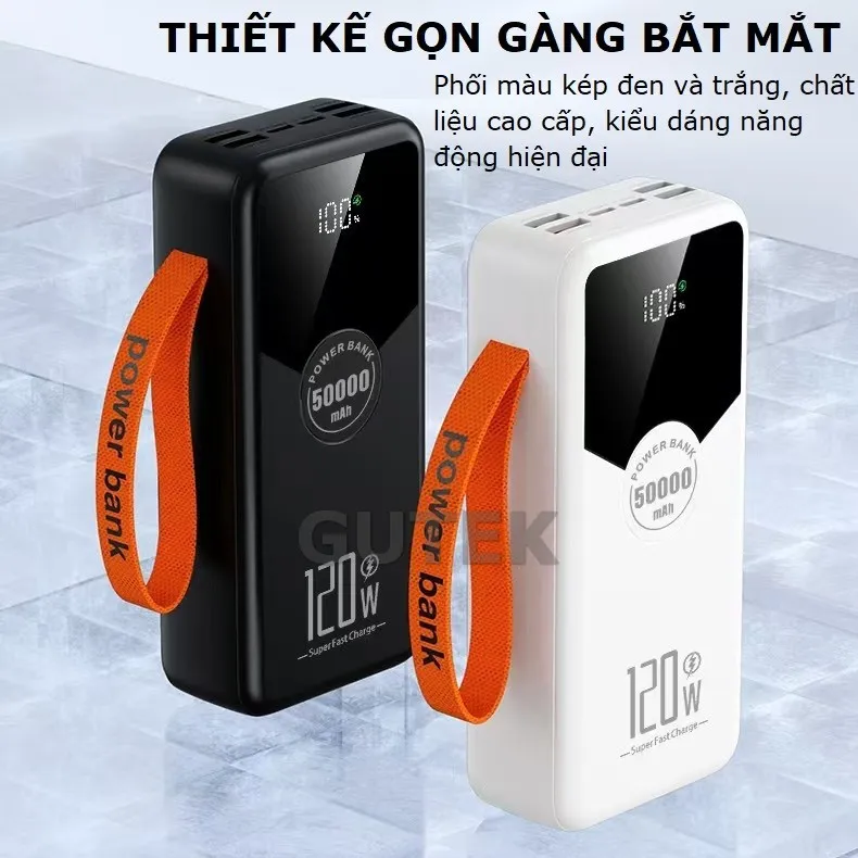Ảnh Sạc dự phòng 50000mAh sạc nhanh 120W pin dung lượng lớn có dây cắm nhiều điện thoại - Gutek GT230 2