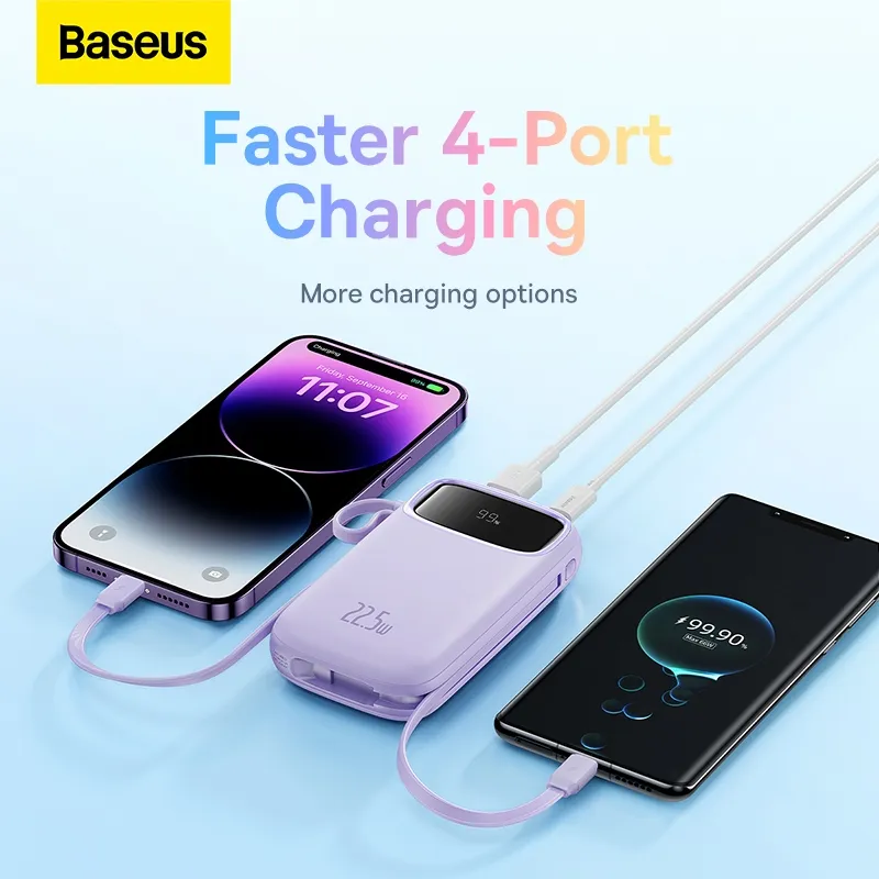 Ảnh Sạc Dự Phòng Hai Đầu Dây Baseus 20000mAh PD 22.5W TypeC &IP 2 Cổng Tiện Dụng Cho iP 15 14 13 Samsung Điện Thoại 4