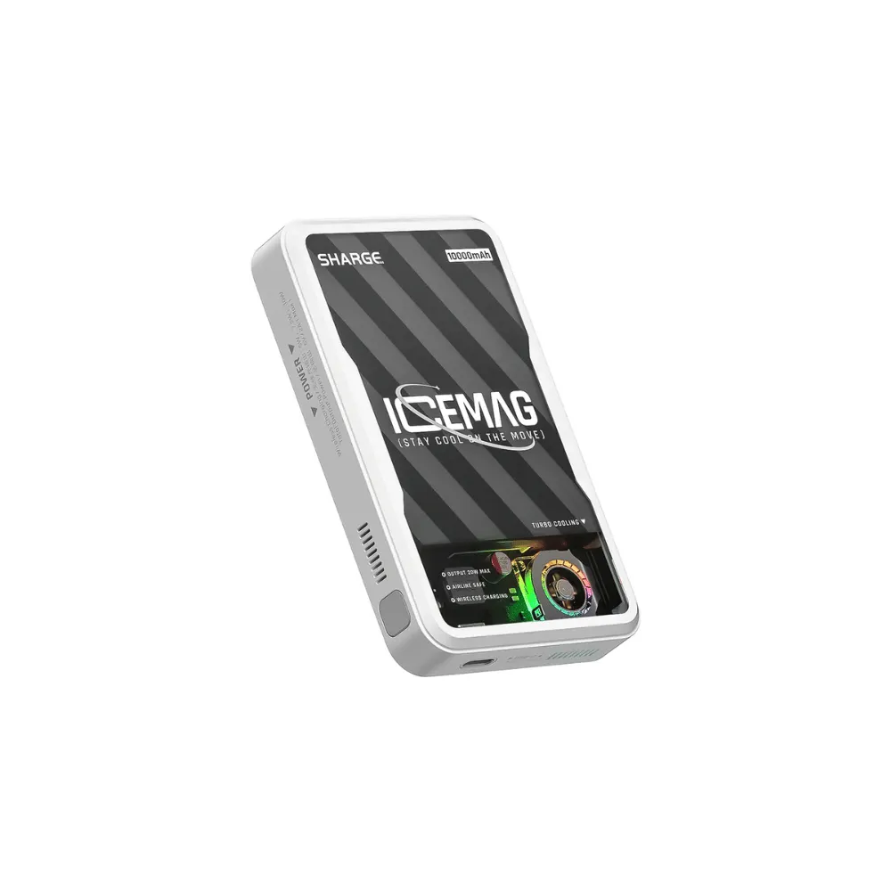 Ảnh Sạc Dự Phòng Sharge ICEMAG 10.000mAh Trong Suốt, Hỗ Trợ Sạc Không Dây, Sạc Nhanh 20W, Quạt Làm Mát Đổi Màu LED RGB 2