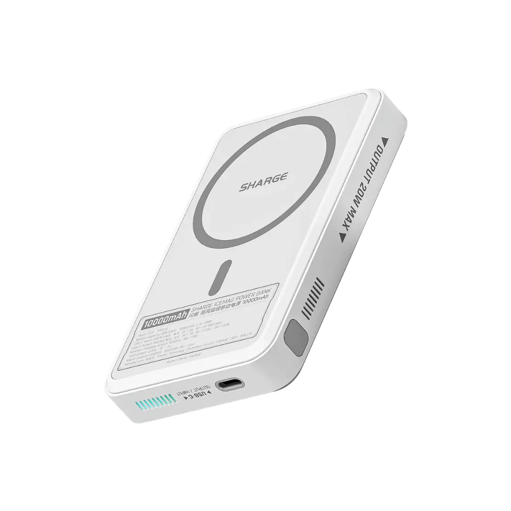 Ảnh Sạc Dự Phòng Sharge ICEMAG 10.000mAh Trong Suốt, Hỗ Trợ Sạc Không Dây, Sạc Nhanh 20W, Quạt Làm Mát Đổi Màu LED RGB 3