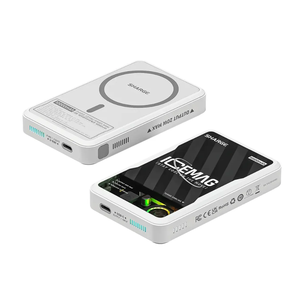 Ảnh Sạc Dự Phòng Sharge ICEMAG 10.000mAh Trong Suốt, Hỗ Trợ Sạc Không Dây, Sạc Nhanh 20W, Quạt Làm Mát Đổi Màu LED RGB 4