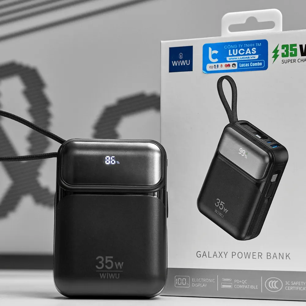 Ảnh Sạc Dự Phòng WiWU Galaxy 35W Tích Hợp Cáp Sạc C-L Dung Lượng 20.000mAh Wi-P036 4