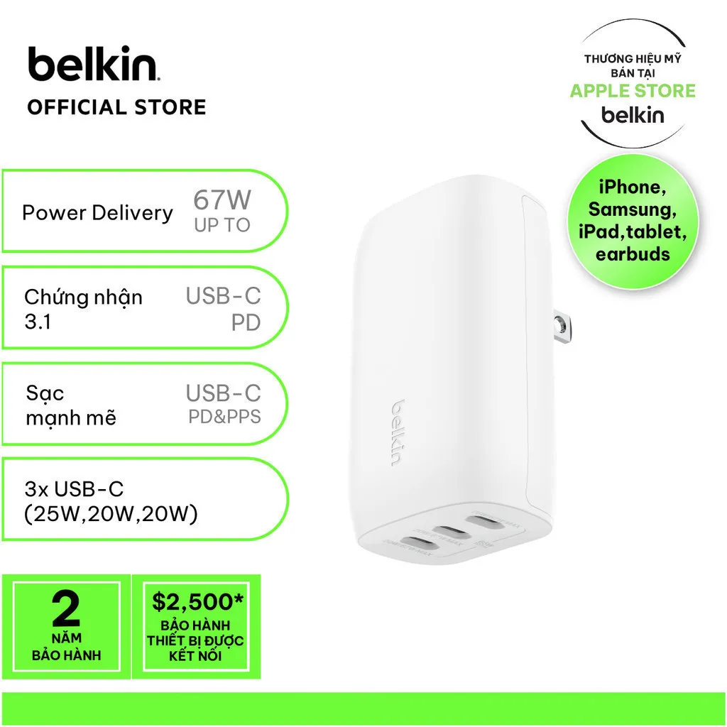 Đánh Giá Sạc Nhanh Belkin BoostCharge 67W 3 Cổng USB-C: Sạc Laptop, Điện Thoại, Máy Tính Bảng Cùng Lúc