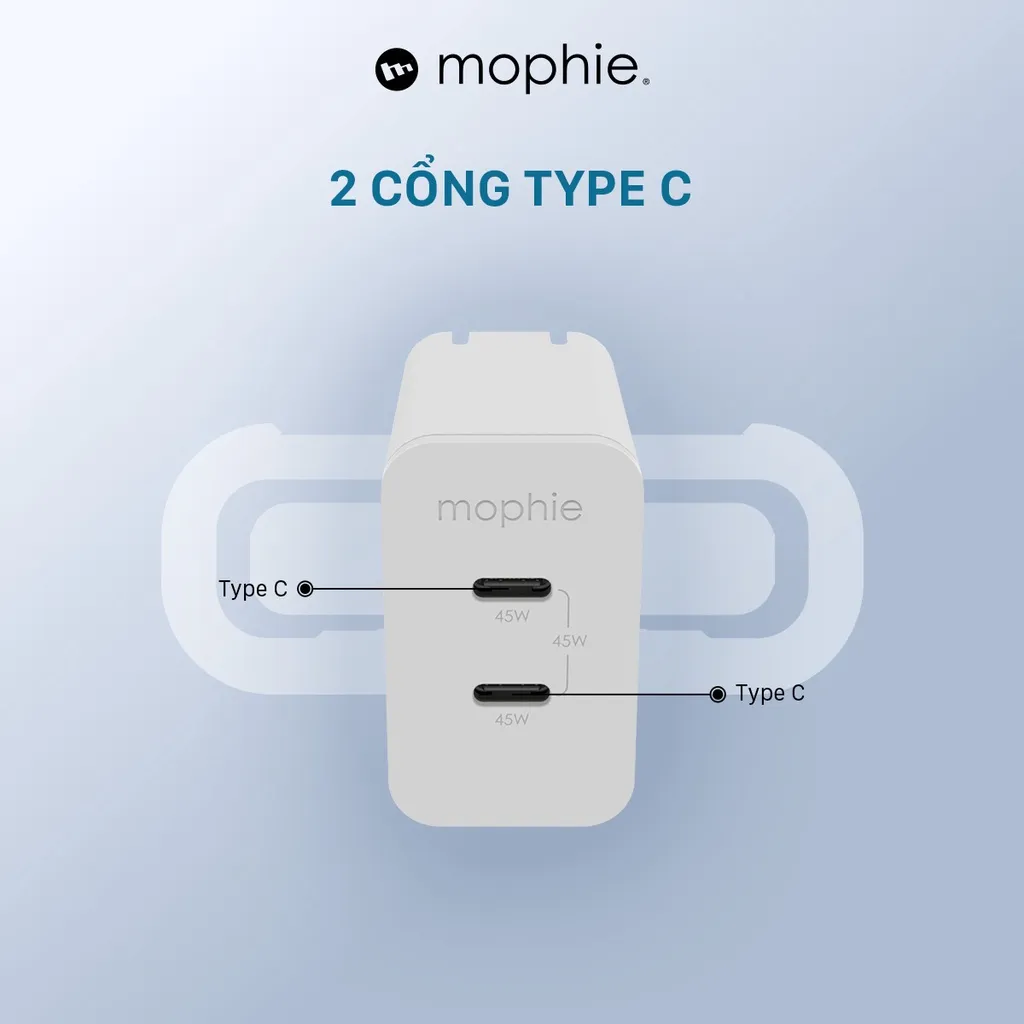 Ảnh Sạc nhanh Mophie Power Delivery 40W/45W công nghệ GaN, chân gập, 2 cổng thích hợp dành cho iPhone/Samsung/Android 3