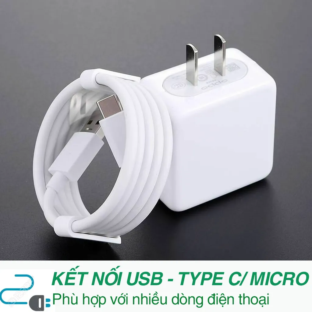 Ảnh Sạc nhanh Oppo VOOC Type C và Micro kèm dây sạc oppo 1m DYDX - Bảo hành 30 ngày 3