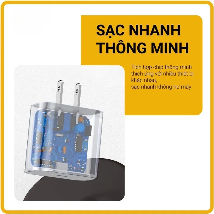 Ảnh Sạc Nhanh PD 20W,Củ Sạc Nhanh, Dây Cáp Sạc Nhanh 20w pd + Cáp type-c Cho Điện Thoại sgalas 2