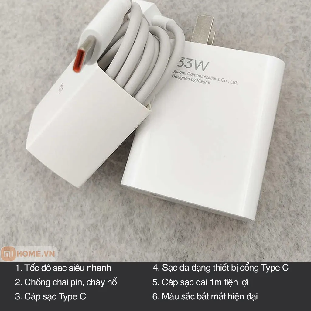 Ảnh Sạc nhanh Xiaomi 33w 18w 22,5w 67w 120w Mi Charge Turbo kèm dây sạc Type C - Bảo hành 30 ngày 4