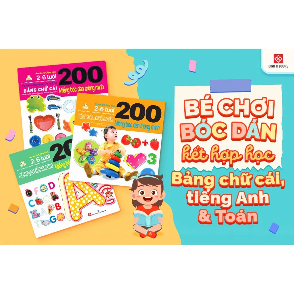 Ảnh Sách - 200 miếng bóc dán thông minh - Cho trẻ từ 2 - 6 tuổi - Đinh Tị Books 1