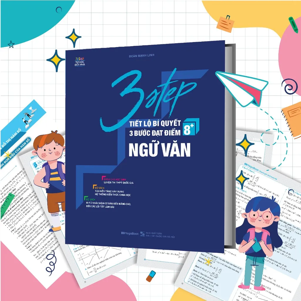 Ảnh Sách 3 Step – Tiết lộ bí quyết 3 bước đạt điểm 8+ Ngữ Văn 1