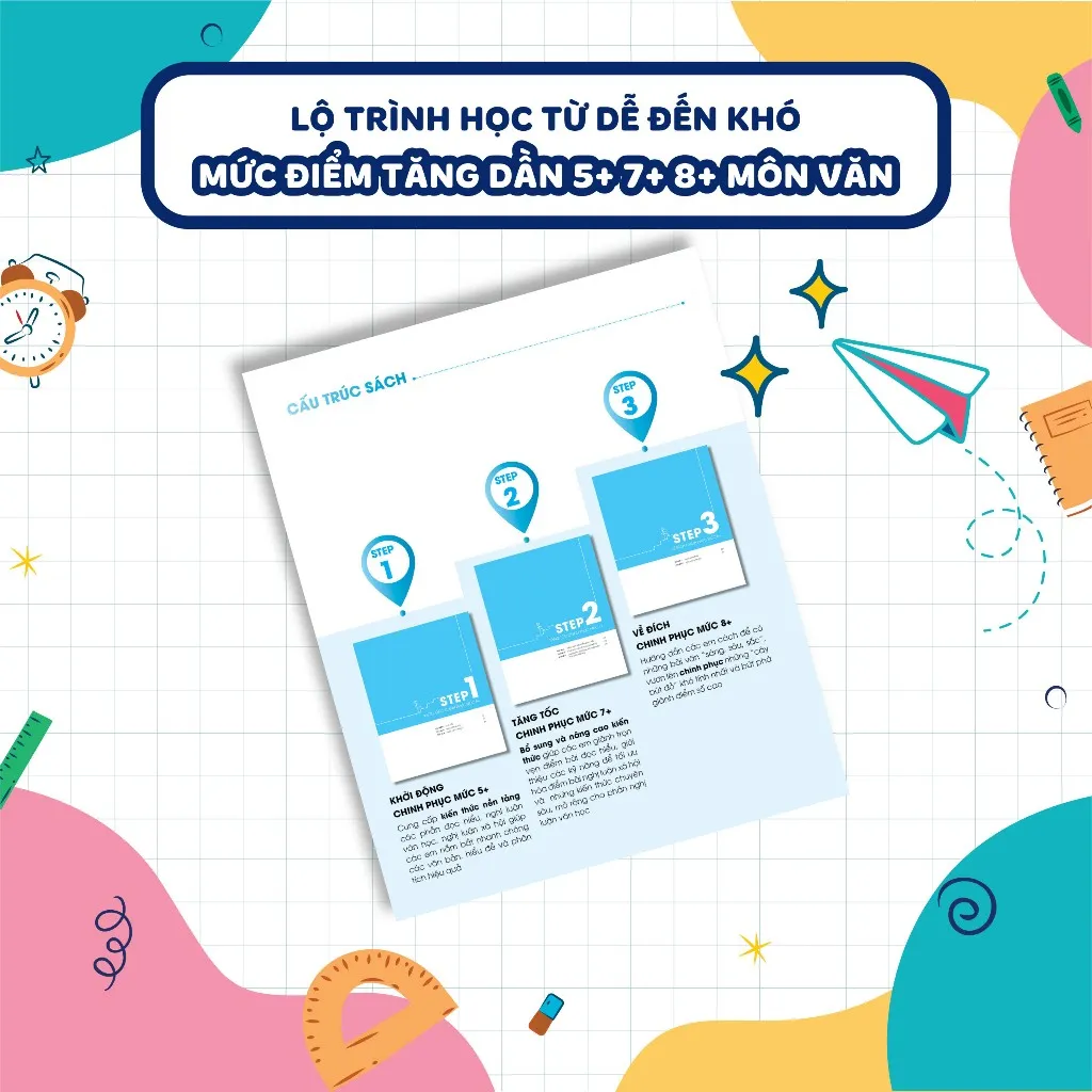 Ảnh Sách 3 Step – Tiết lộ bí quyết 3 bước đạt điểm 8+ Ngữ Văn 4