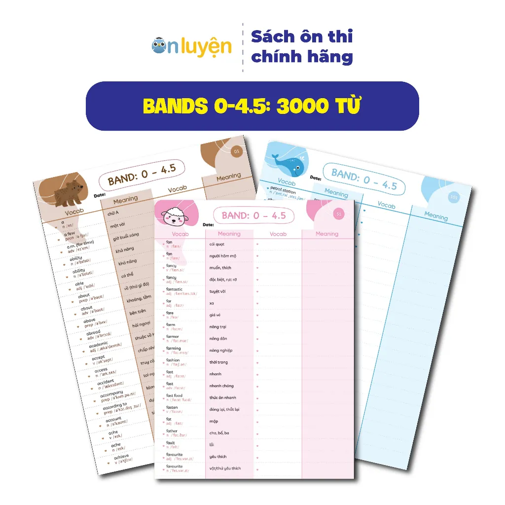Ảnh Sách 6000 từ vựng IELTS theo band 0-4.5, 4.5-5.5, 5.5-6.5, 6.5+, dạng takenote dễ học dễ nhớ-ÔnLuyện 2