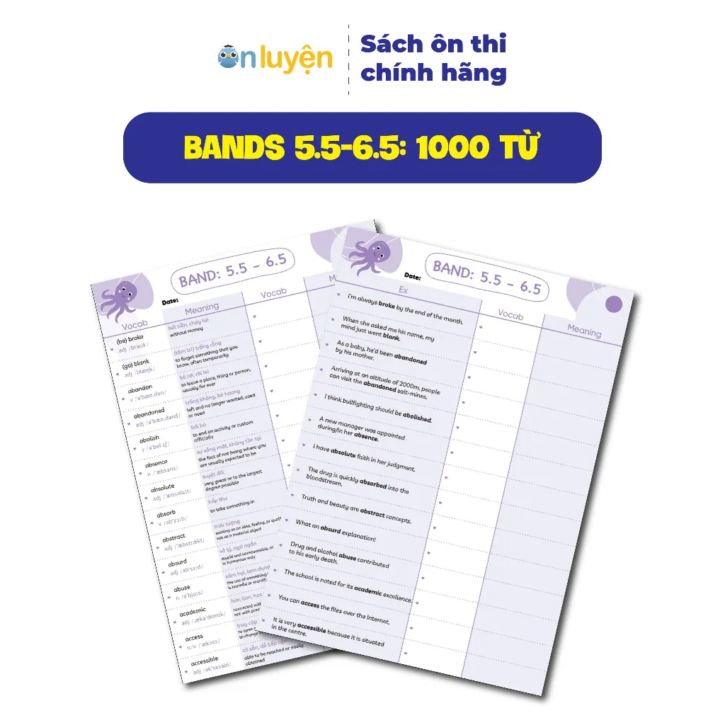 Ảnh Sách 6000 từ vựng IELTS theo band 0-4.5, 4.5-5.5, 5.5-6.5, 6.5+, dạng takenote dễ học dễ nhớ-ÔnLuyện 4