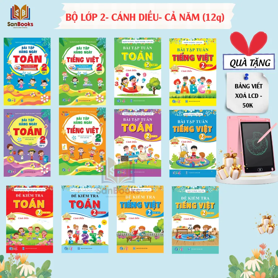 Ảnh Sách - Bài tập hàng ngày, Bài tập tuần, Đề Kiểm Tra Toán và Tiếng Việt Lớp 2 - Học Kì 1,2 - Cánh Diều (Lẻ Tuỳ chọn) 2