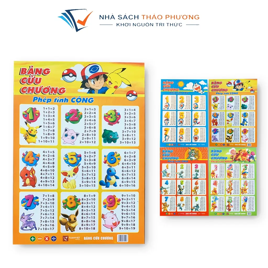 Ảnh Sách - Bảng cửu chương phép tính cộng trừ, nhân chia 1
