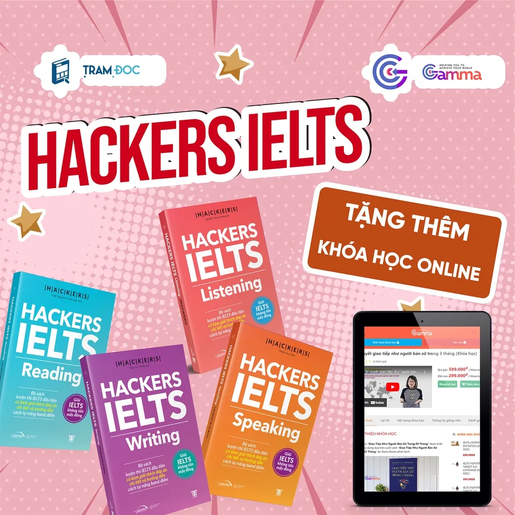 Ảnh Sách - Bộ 4 Cuốn Hackers IELTS ( Listening + Reading + Speaking + Writing) 2