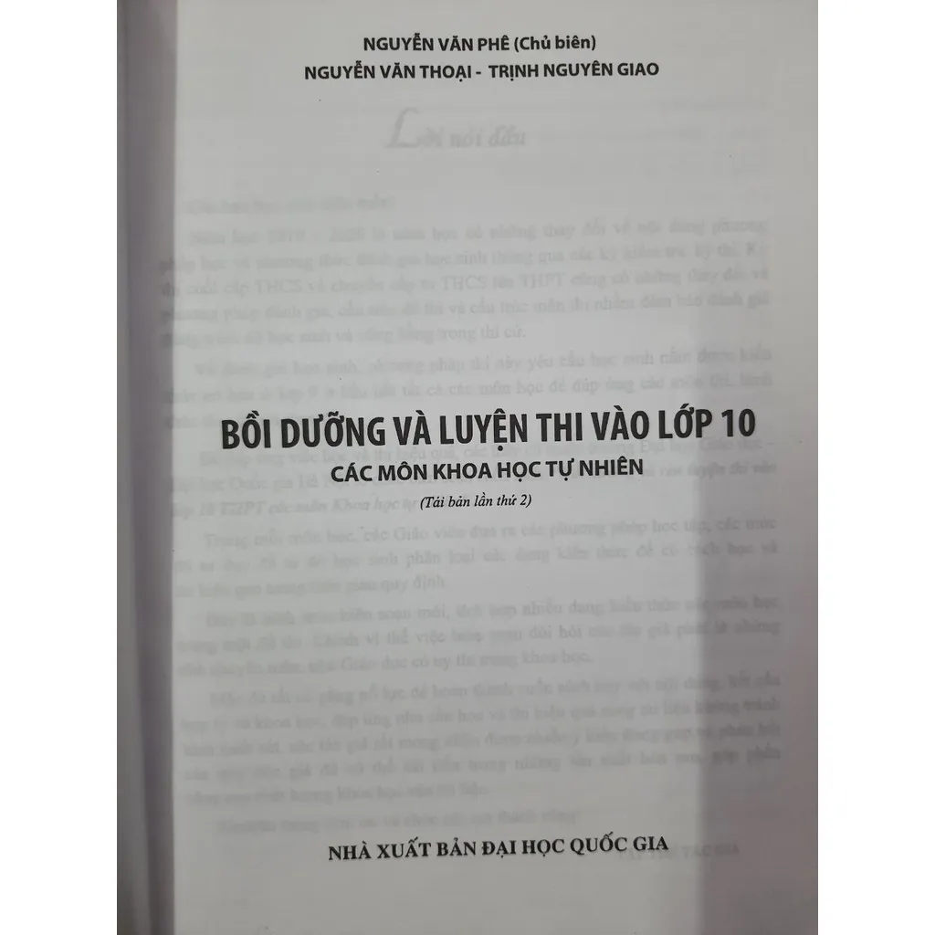 Ảnh Sách - Bồi dưỡng và luyện thi vào lớp 10 trung học phổ thông các môn Khoa Học Tự Nhiên 1