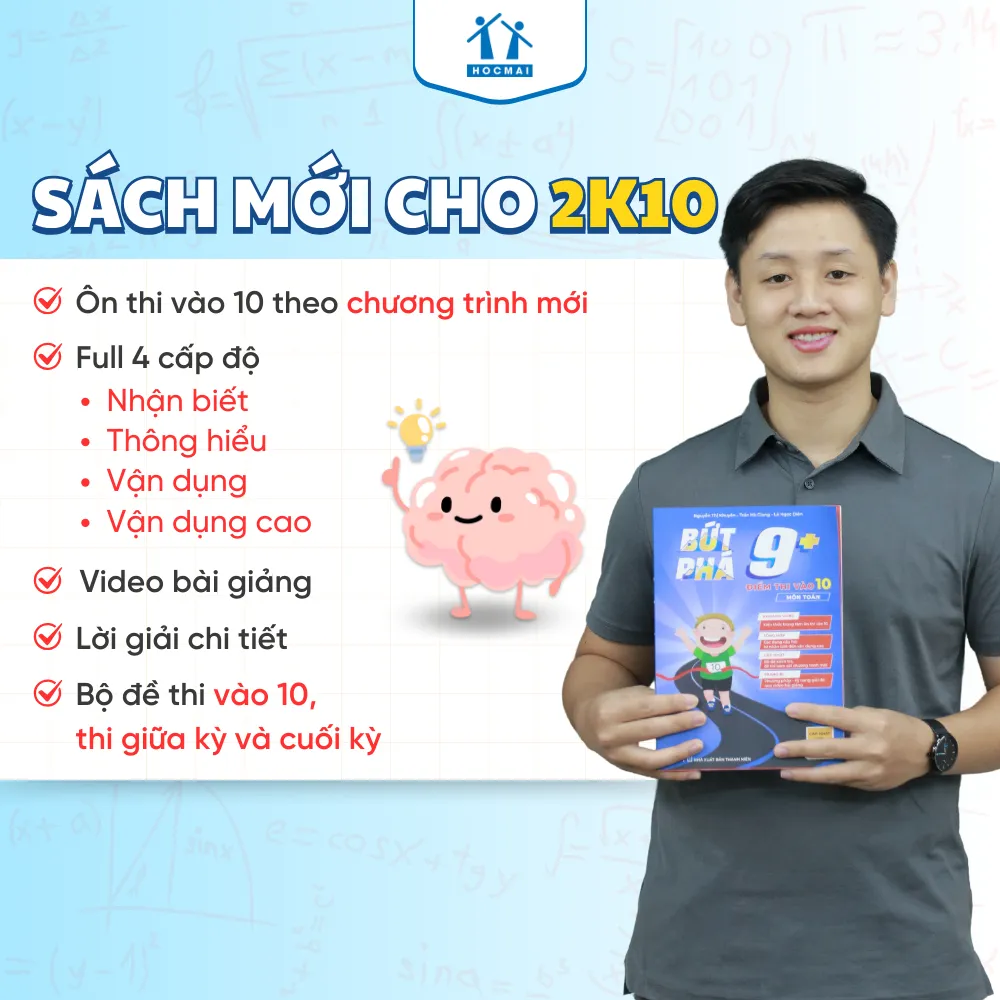 Ảnh Sách Bứt phá 9+ điểm thi vào 10 môn Toán - Tổng ôn và luyện đề - HOCMAI 2