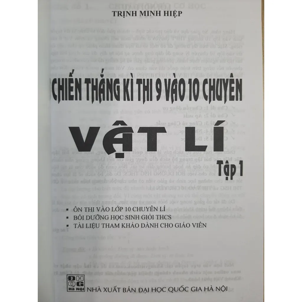 Ảnh Sách - Chiến thắng kì thi 9 vào 10 chuyên môn Vật Lý tập 1 1