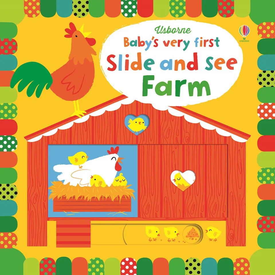 Ảnh Sách chuyển động thông minh nông trại Baby's Very First Slide and See Farm Usborne cho bé 1 tuổi trở lên 1