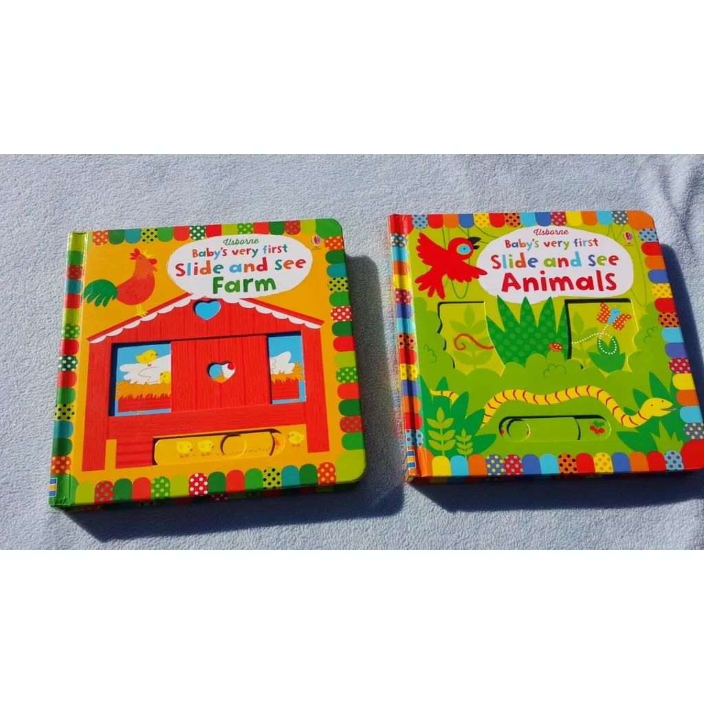 Ảnh Sách chuyển động thông minh nông trại Baby's Very First Slide and See Farm Usborne cho bé 1 tuổi trở lên 4