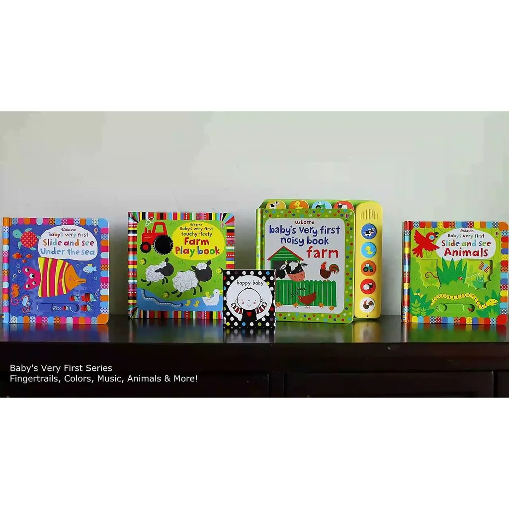 Ảnh Sách chuyển động thông minh động vật Baby's Very First Slide and See Animals Usborne cho bé 1 tuổi trở lên 4