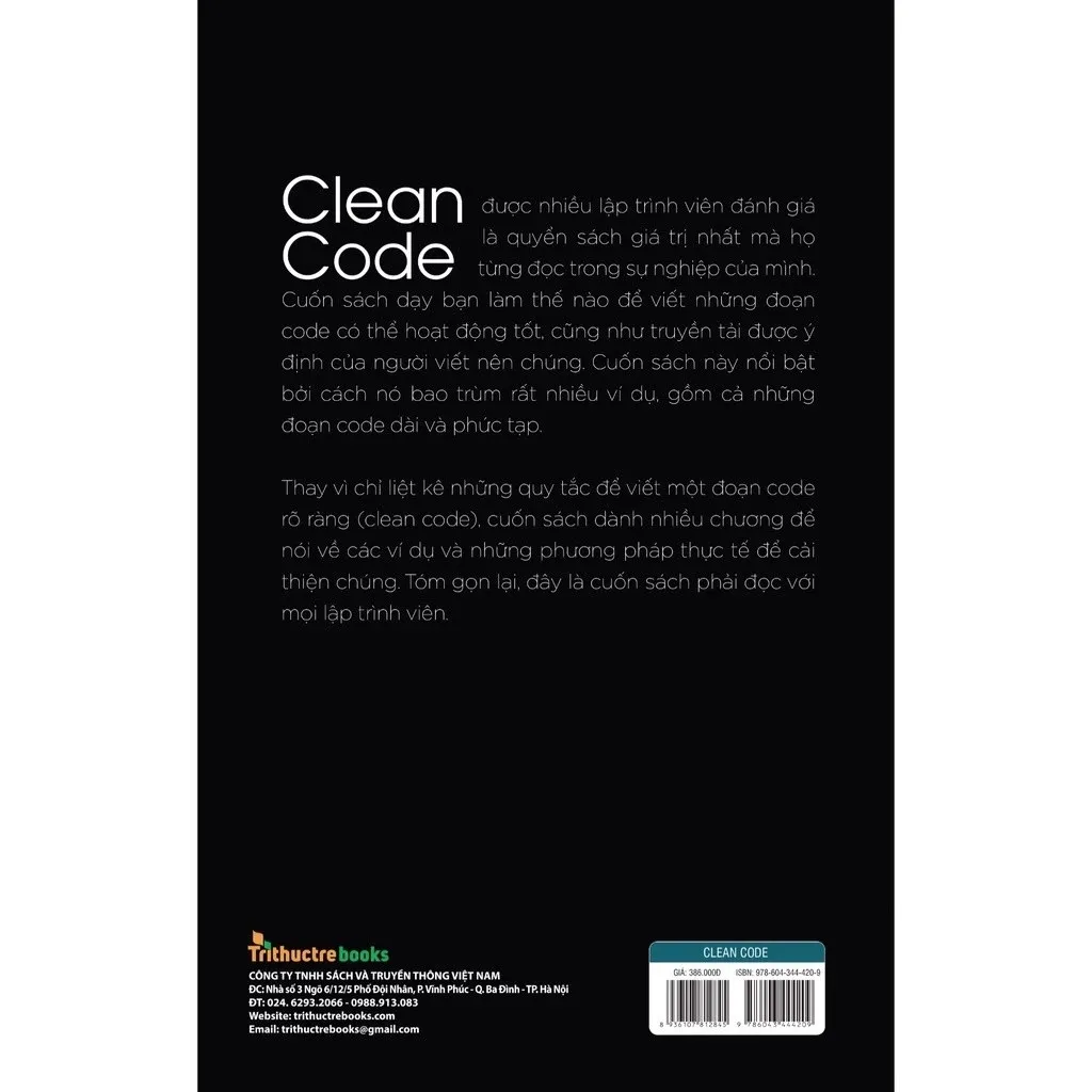 Ảnh Sách - Clean Code - Mã Sạch Và Con Đường Trở Thành Lập Trình Viên Giỏi - Robert Cecil Martin - TTT386 1