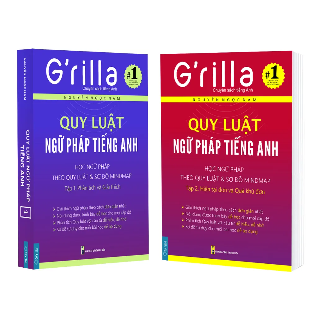 Ảnh Sách - Combo 4 Quy luật đánh vần tiếng Anh, Bí thuật trọng âm và Ngữ pháp theo quy luật 1 & 2 GRILLA 2