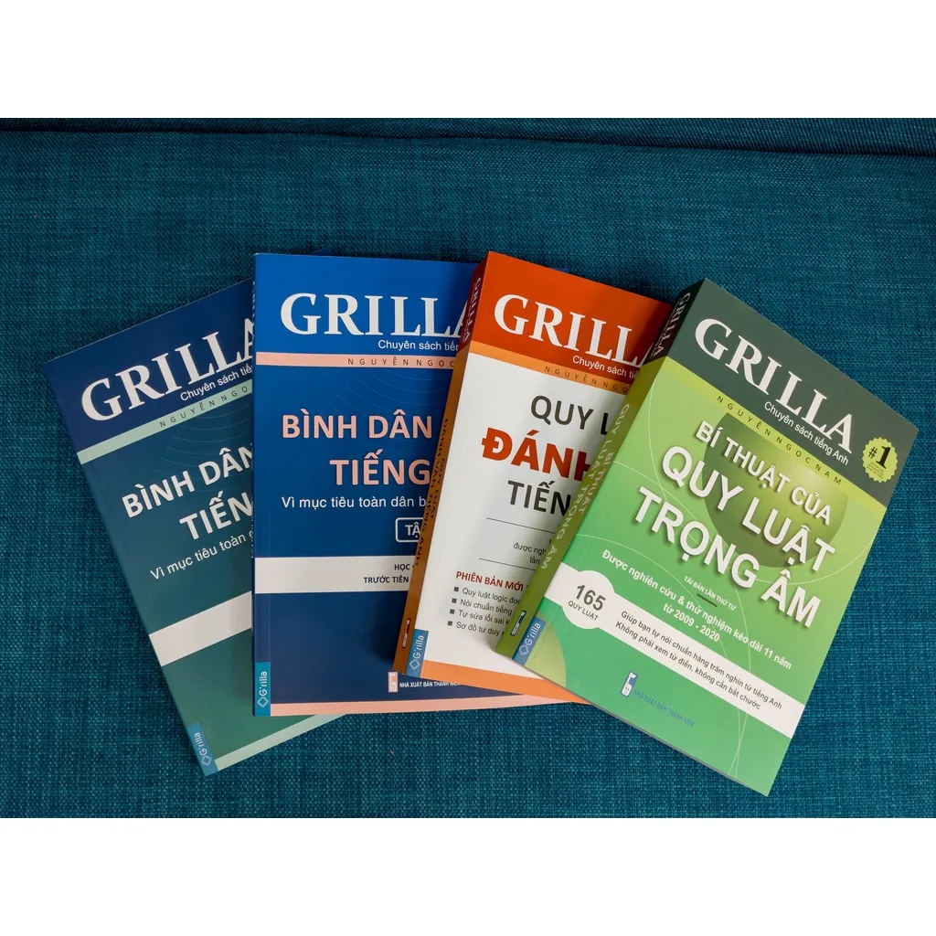 Ảnh Sách - Combo 4 quy luật đánh vần tiếng Anh, bí thuật trọng âm và bình dân học vụ - Kèm App Grilla 2