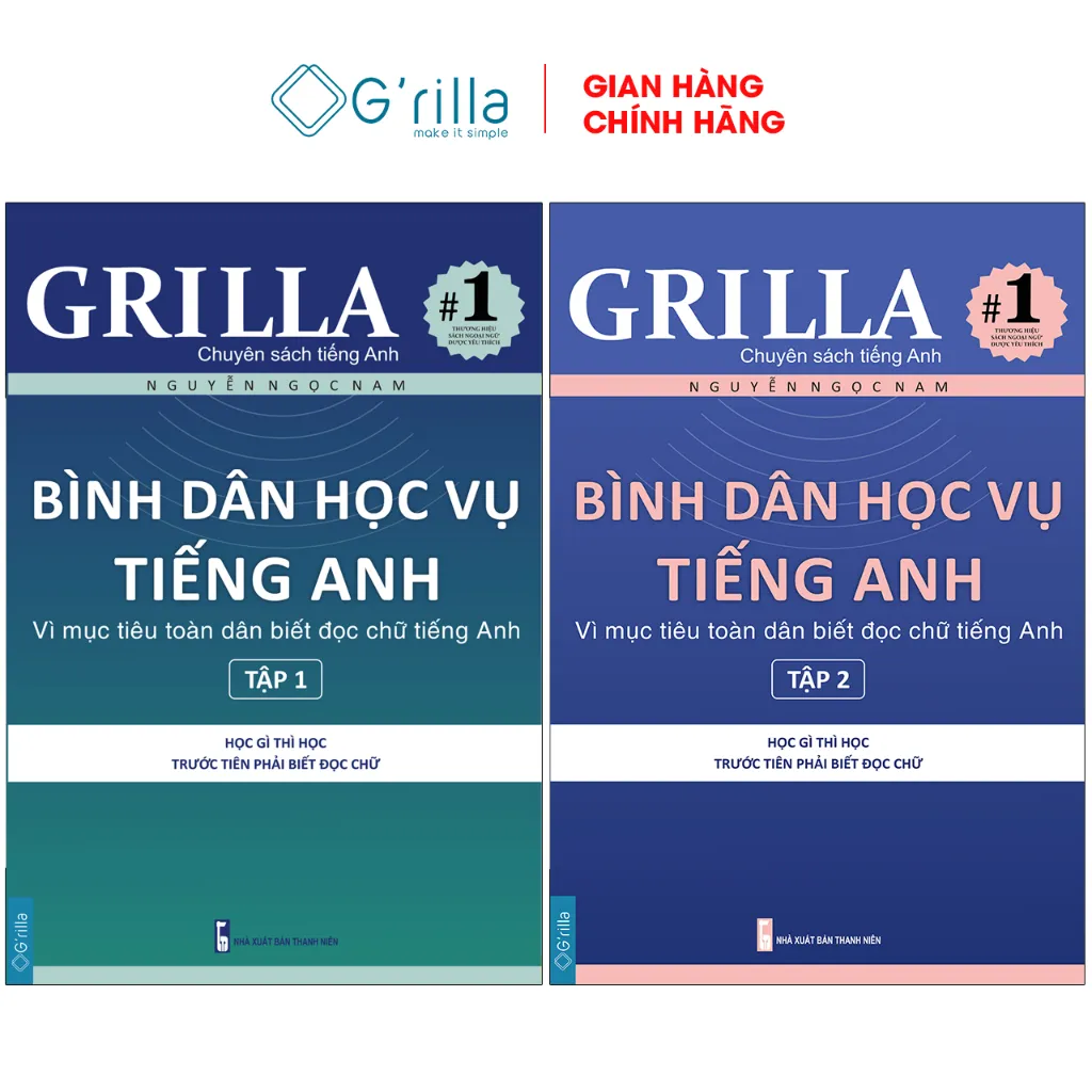 Ảnh Sách - Combo Bình dân học vụ tiếng Anh Tập 1-2 GRILLA, kèm App 1