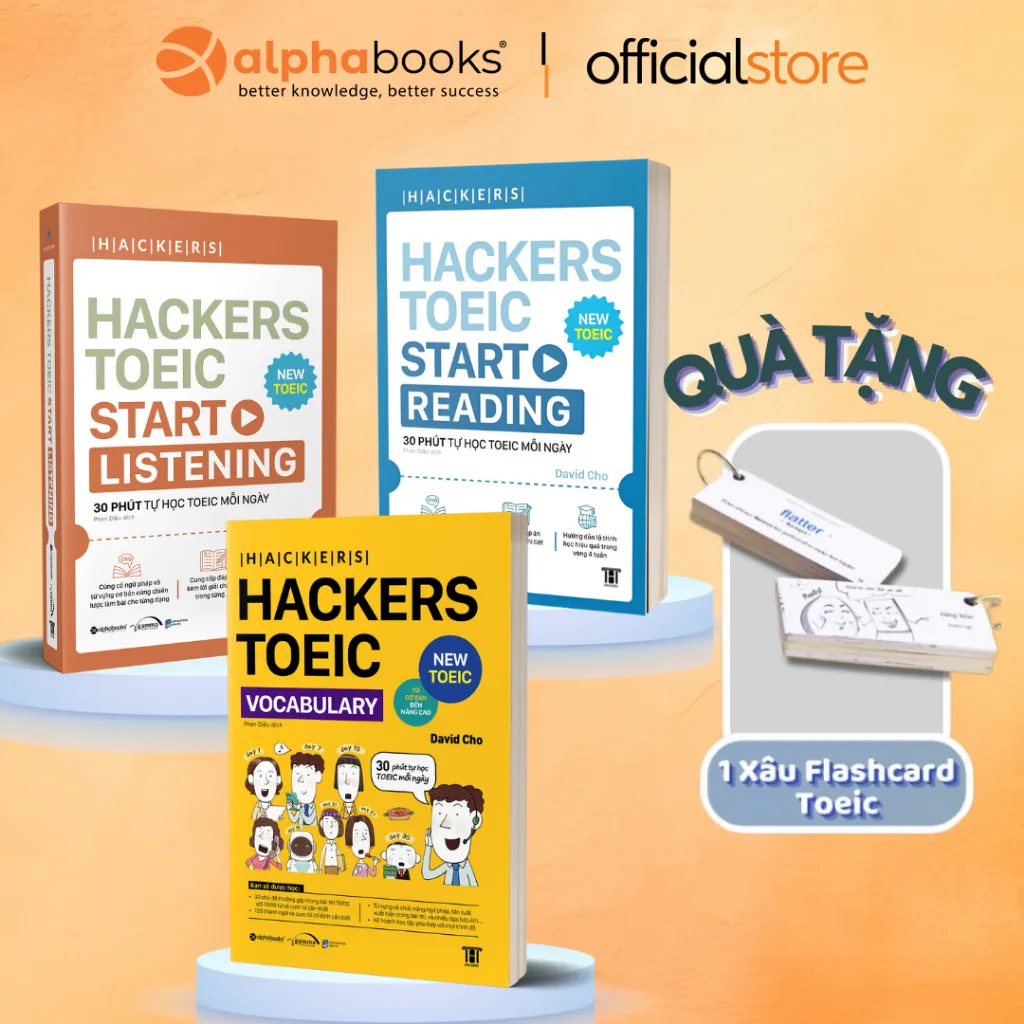 Ảnh Sách > Combo Hackers TOEIC : VOCABULARY + READING + LISTENING - Phương Pháp Ôn Luyện Toeic Hiệu Qủa Chỉ 30 Phút Mỗi Ngày 1