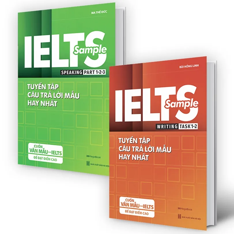 Ảnh Sách - Combo IELTS SAMPLE Writing 1 2 và Speaking 1 2 3 - Tuyển tập câu trả lời mẫu hay nhất 2