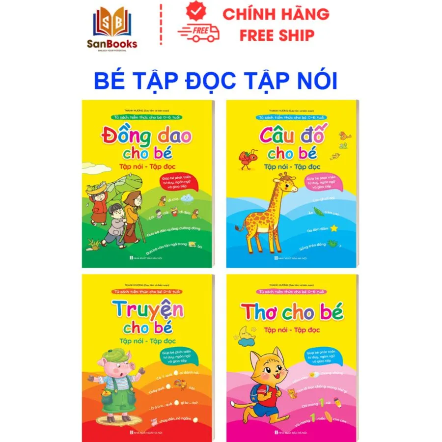 Ảnh Sách - Combo Thơ - Truyện - Đồng Dao - Câu Đố Cho Bé Tập Nói, Tập Đọc - Kèm File Đọc (4 Cuốn) - Sanbooks 1