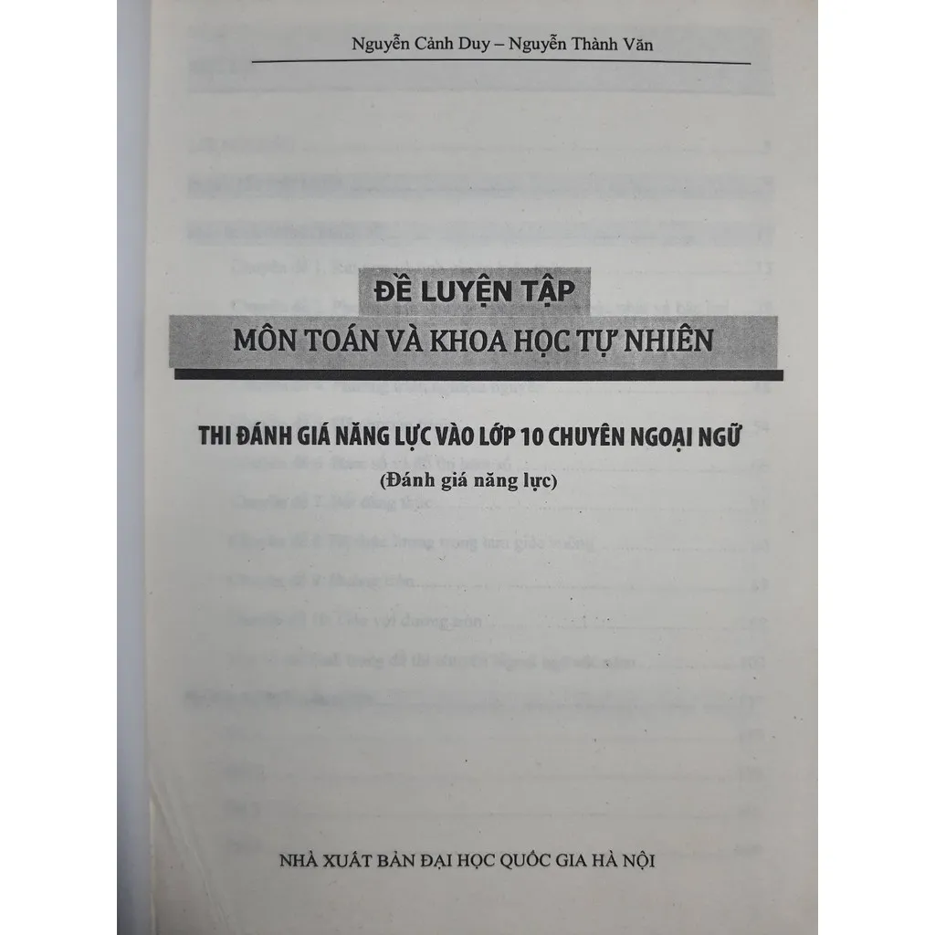 Ảnh Sách - Đề luyện tập môn Toán & khoa học tự nhiên - Thi đánh giá năng lực vào lớp 10 chuyên Ngoại Ngữ 3