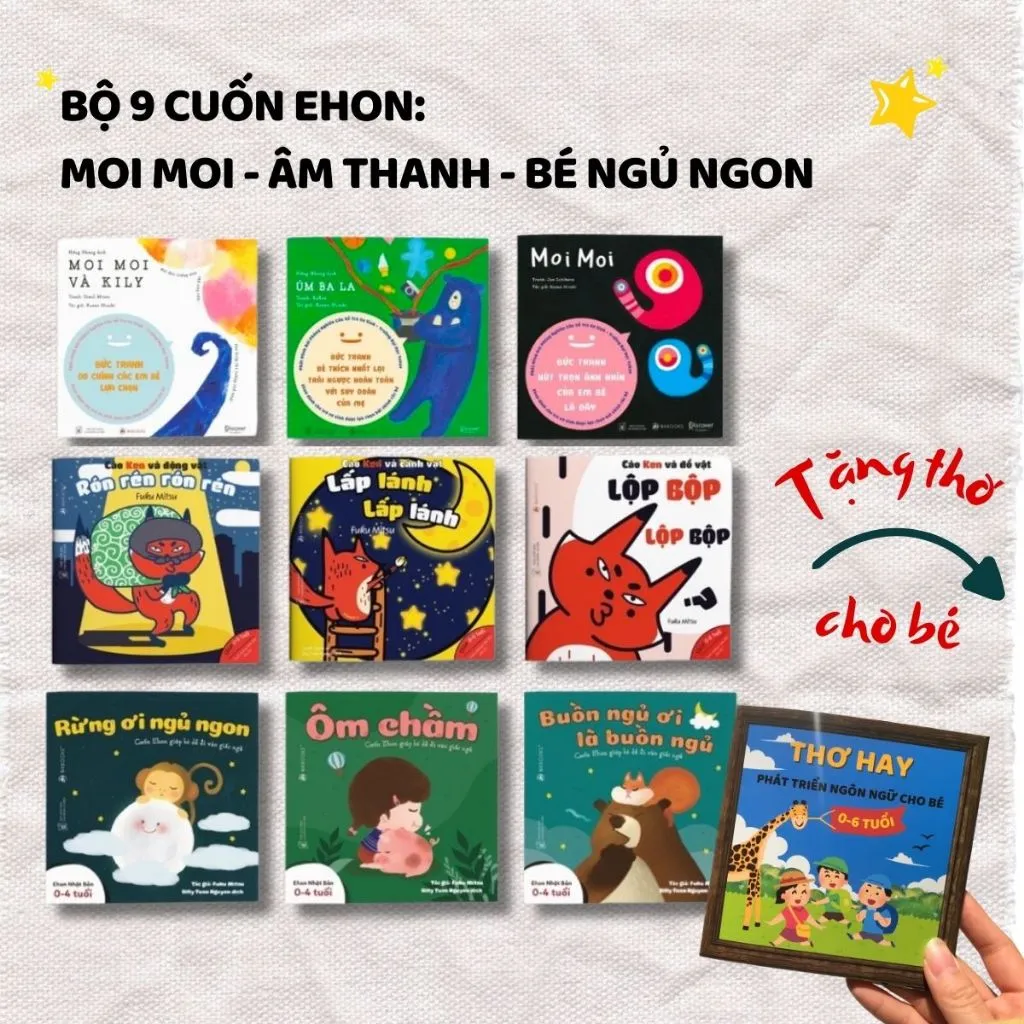 Ảnh Sách Ehon - Combo 9 cuốn Moi moi Âm thanh Buồn ngủ - Cho bé 0-2 tuổi 1